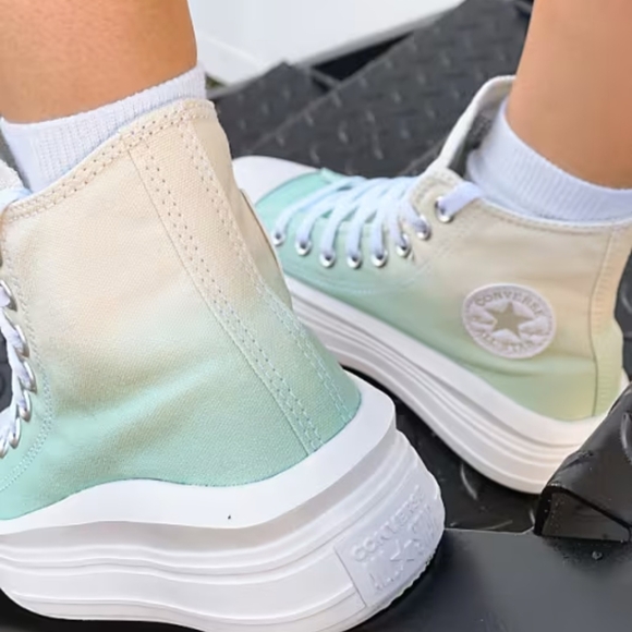 Converse Women's High-Top Sneakers - Mint and Cream - Picture 2 of 16